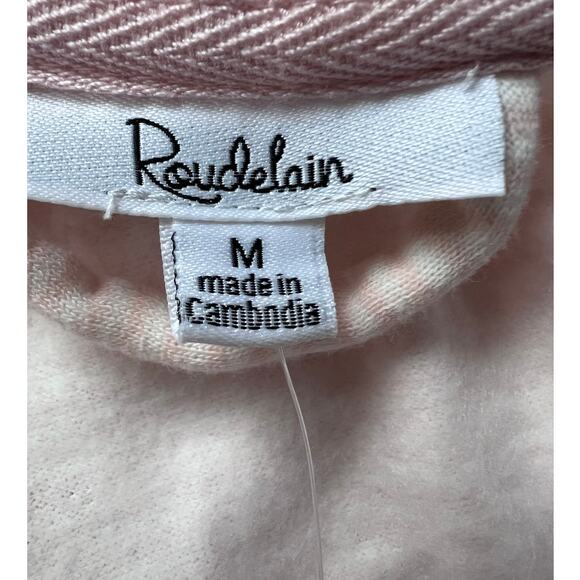 ROUDELAIN WOMENS MEDIUM COZY ROBE DOLMAN-SLEEVE HOODED SHORT PINK WHITE STRIPE - Picture 5 of 14